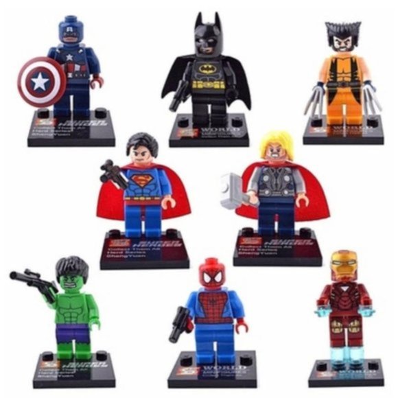 COPY - 8 Super Hero Minifigures w/ Accessories Blocks - Picture 1 of 4
